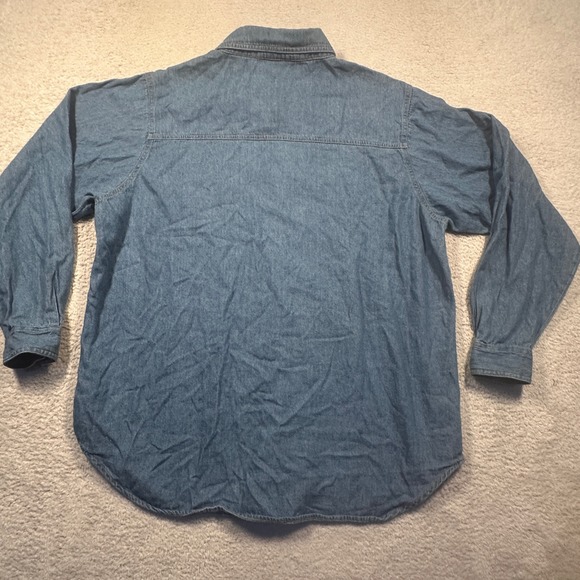 Vintage Tangibles Womens Denim Button Shirt Santa Christmas Embroidered XL - Picture 7 of 7